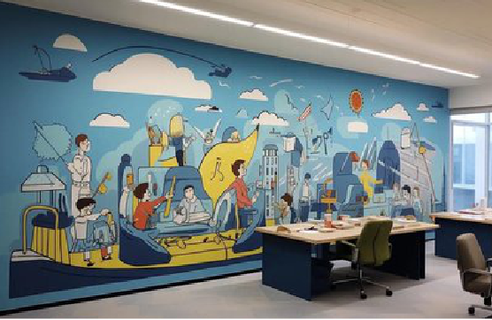 长宁县办公室墙绘的特点。